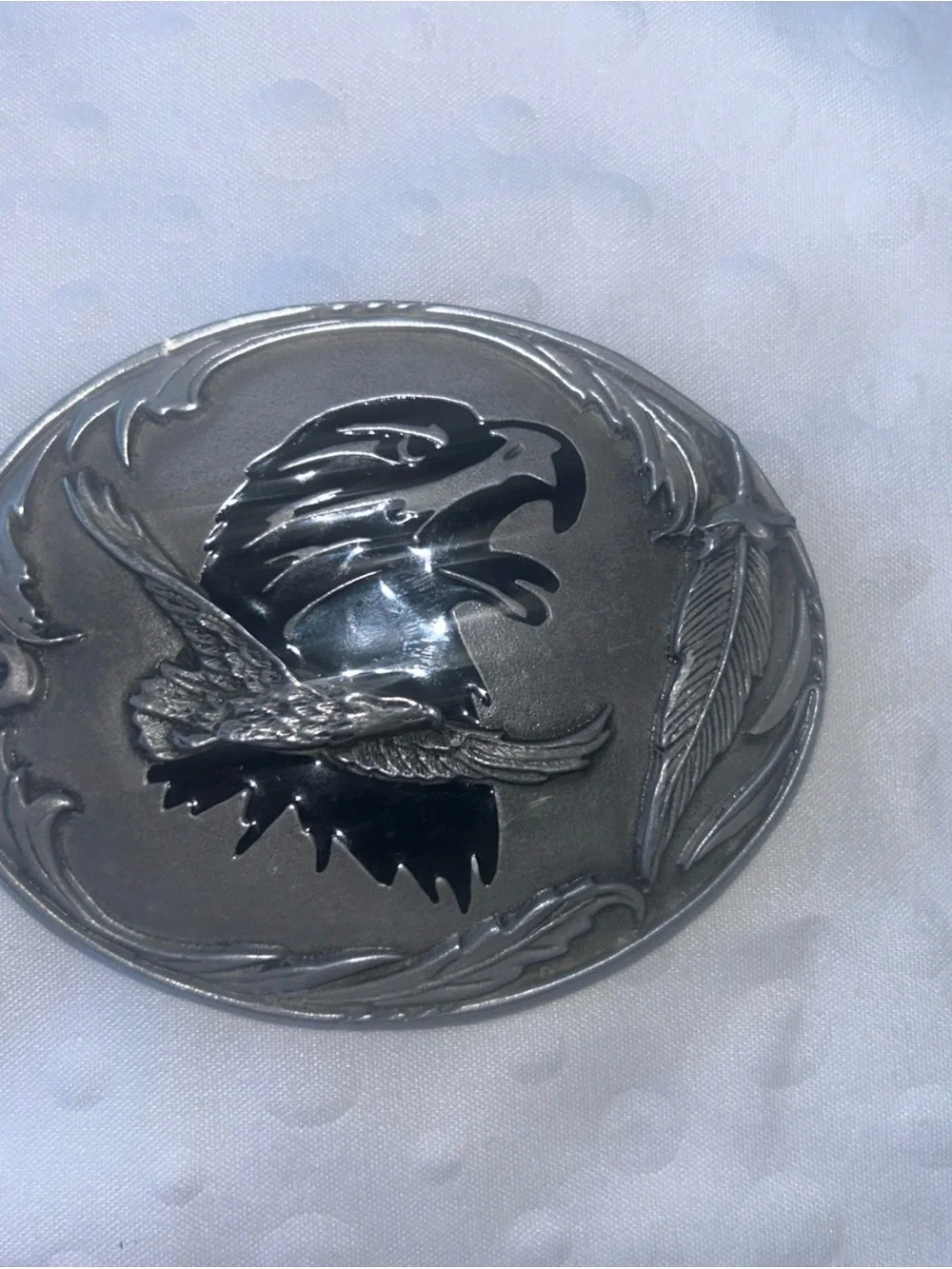 Vintage 2001 Siskiyou V-3 Eagle Silhouette Antique Buckle USA  Pewter Tone Alloy